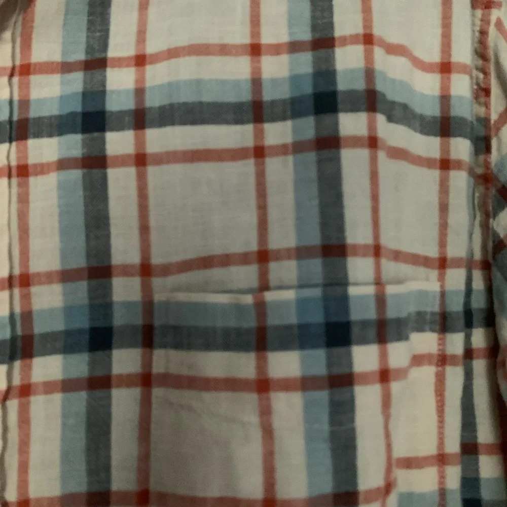 J.Crew Homespun Plaid Shirt Mens L White Orange Blue Fall Harvest